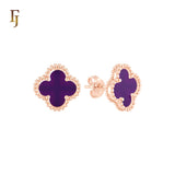 🔥 Lucky black clover Rose Gold stud earrings