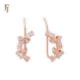 Crawler of Marquise flower white CZs Rose Gold Ear Climber