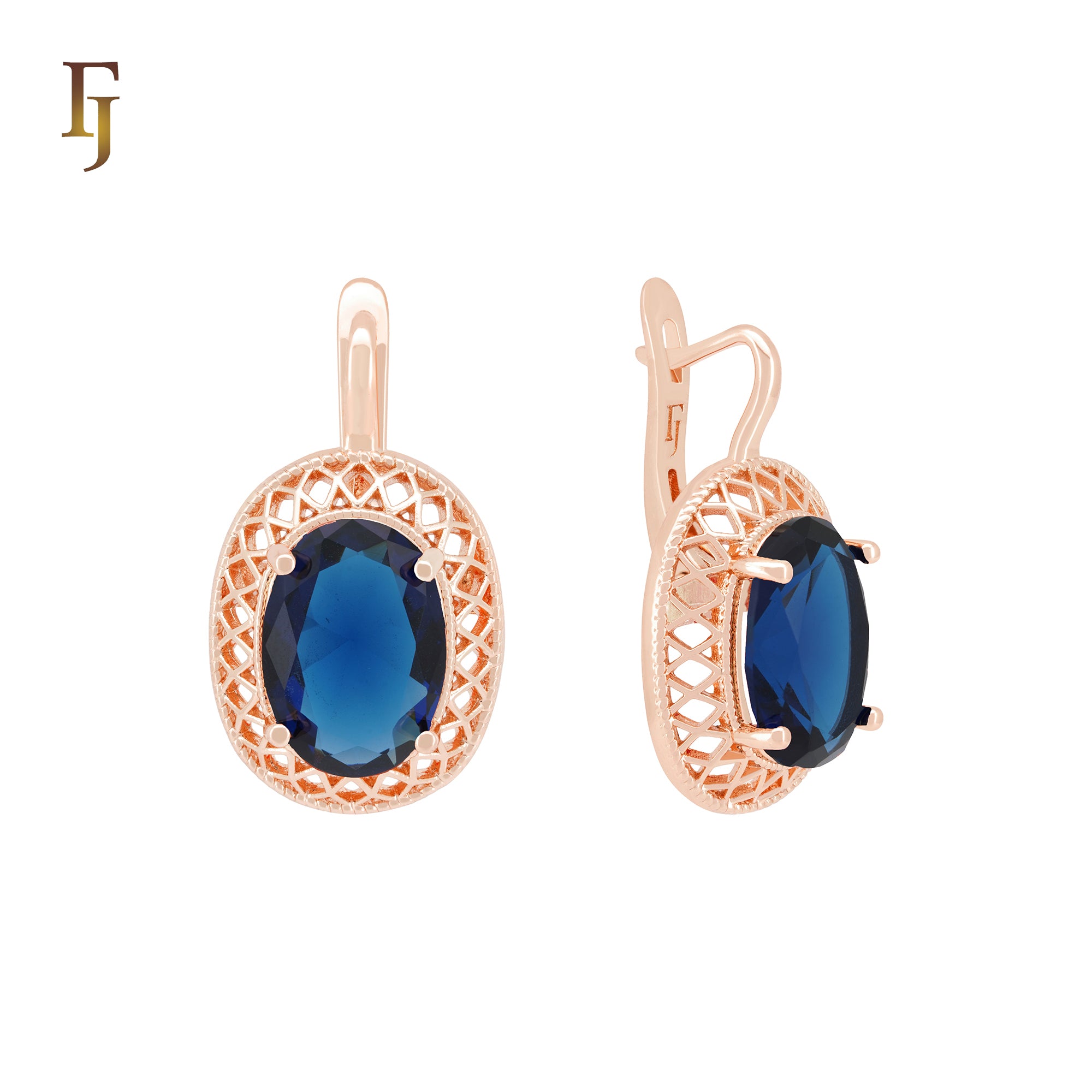 Mesh cover filigree Rose Gold Russian Lock Earrings