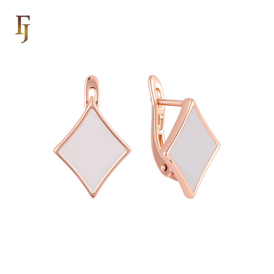 Poker the diamond red onyx Rose Gold Russian Lock Earrings