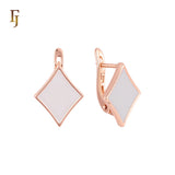 Poker the diamond red onyx Rose Gold Russian Lock Earrings