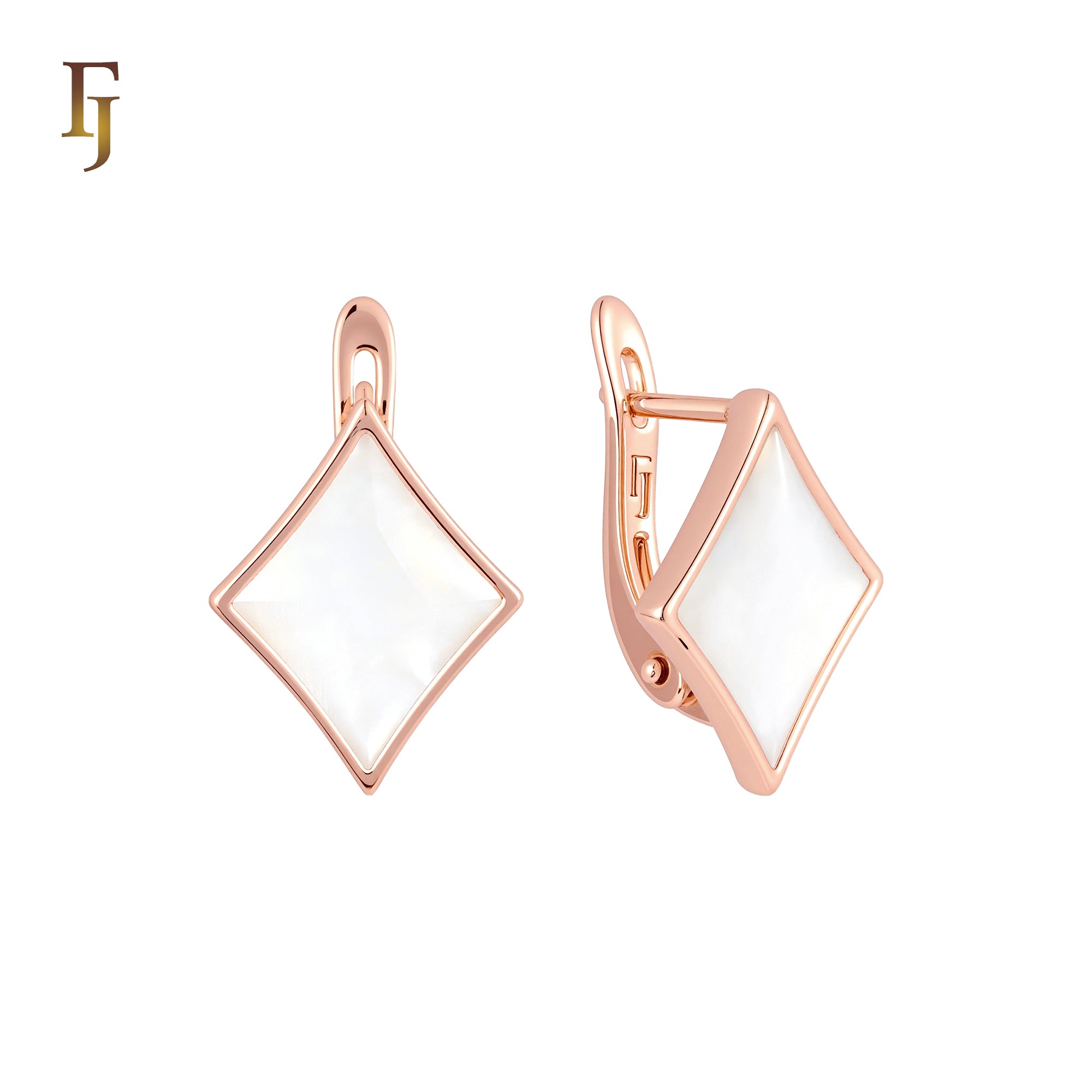 Poker the diamond red onyx Rose Gold Russian Lock Earrings
