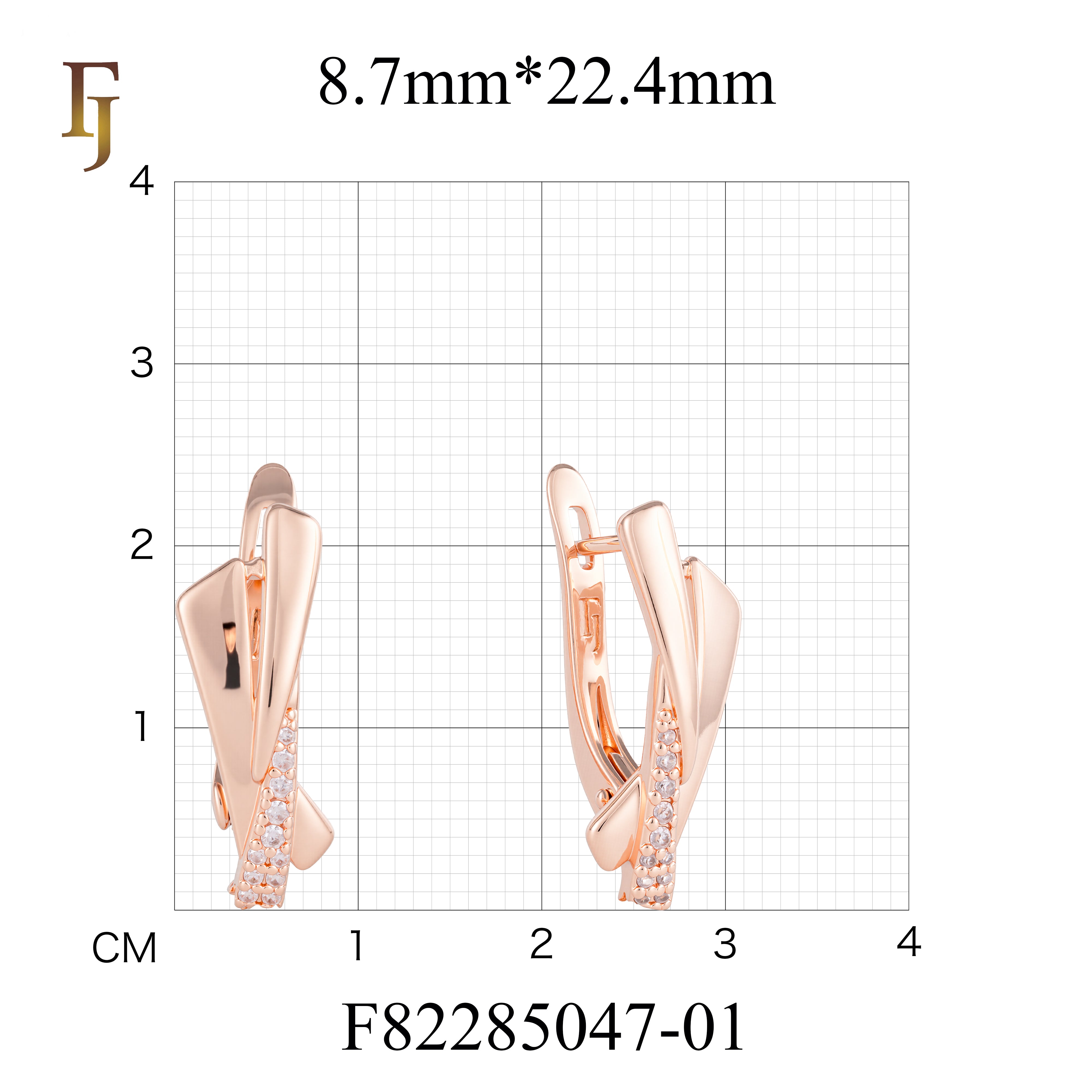 Modern Twist Rose Gold Russian Lock Earrings with White CZ Accents