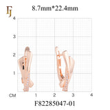 Modern Twist Rose Gold Russian Lock Earrings with White CZ Accents