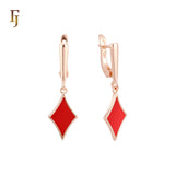 Painted black rhombus Star Rose Gold Russian Lock Earrings