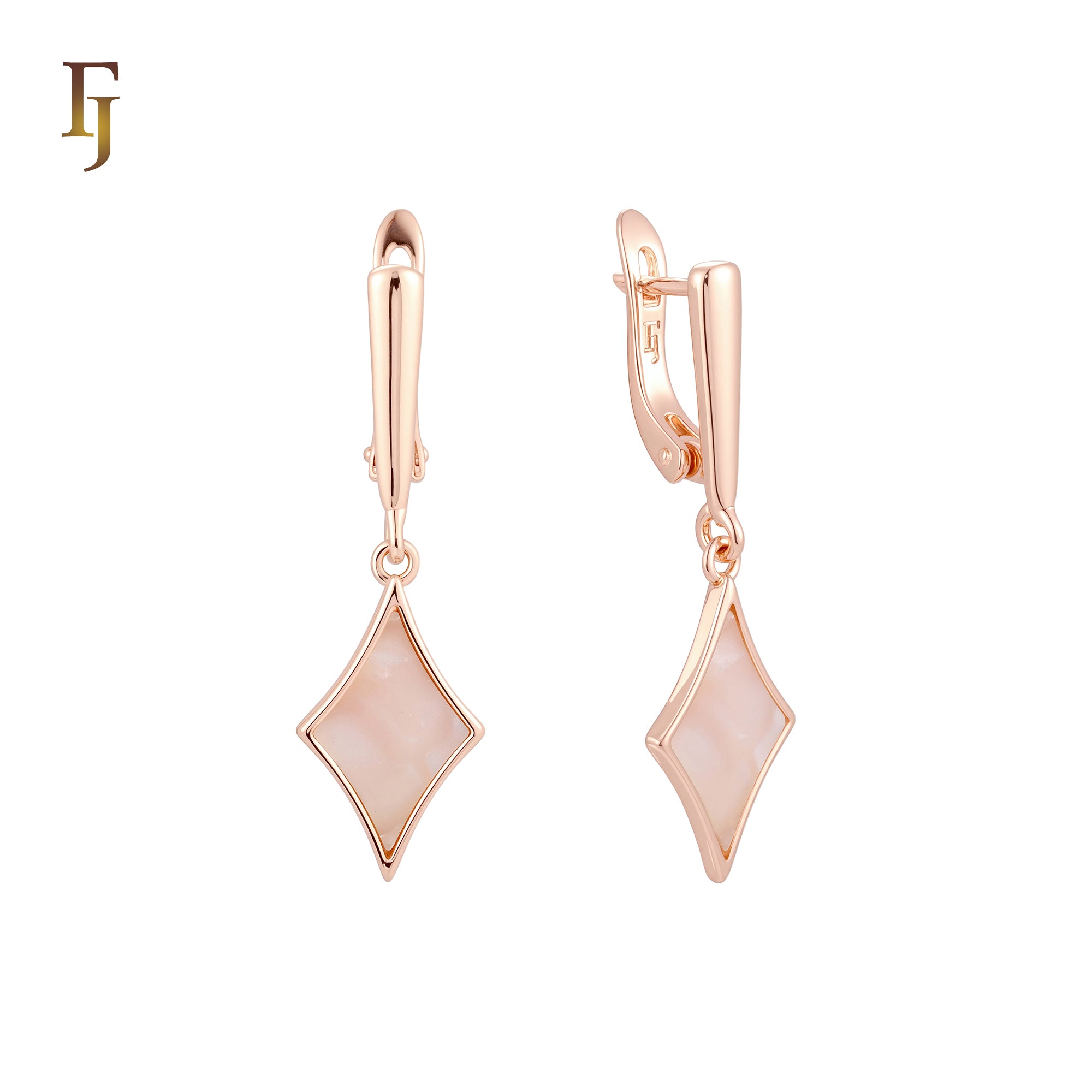 Painted black rhombus Star Rose Gold Russian Lock Earrings