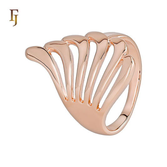 Abstract Rose Gold Openwork Ring – Fan-Inspired Modern Art Jewelry for Women – FJ Jewelry