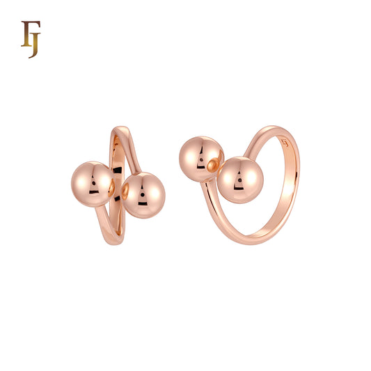 Double Beads minimalism Resizable Rose Gold Rings