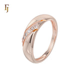 Gold Plated CZ Band Ring for Women – 14K Yellow Gold Twist Design, 4.8mm Wide | FJ Jewelry 53200023-01