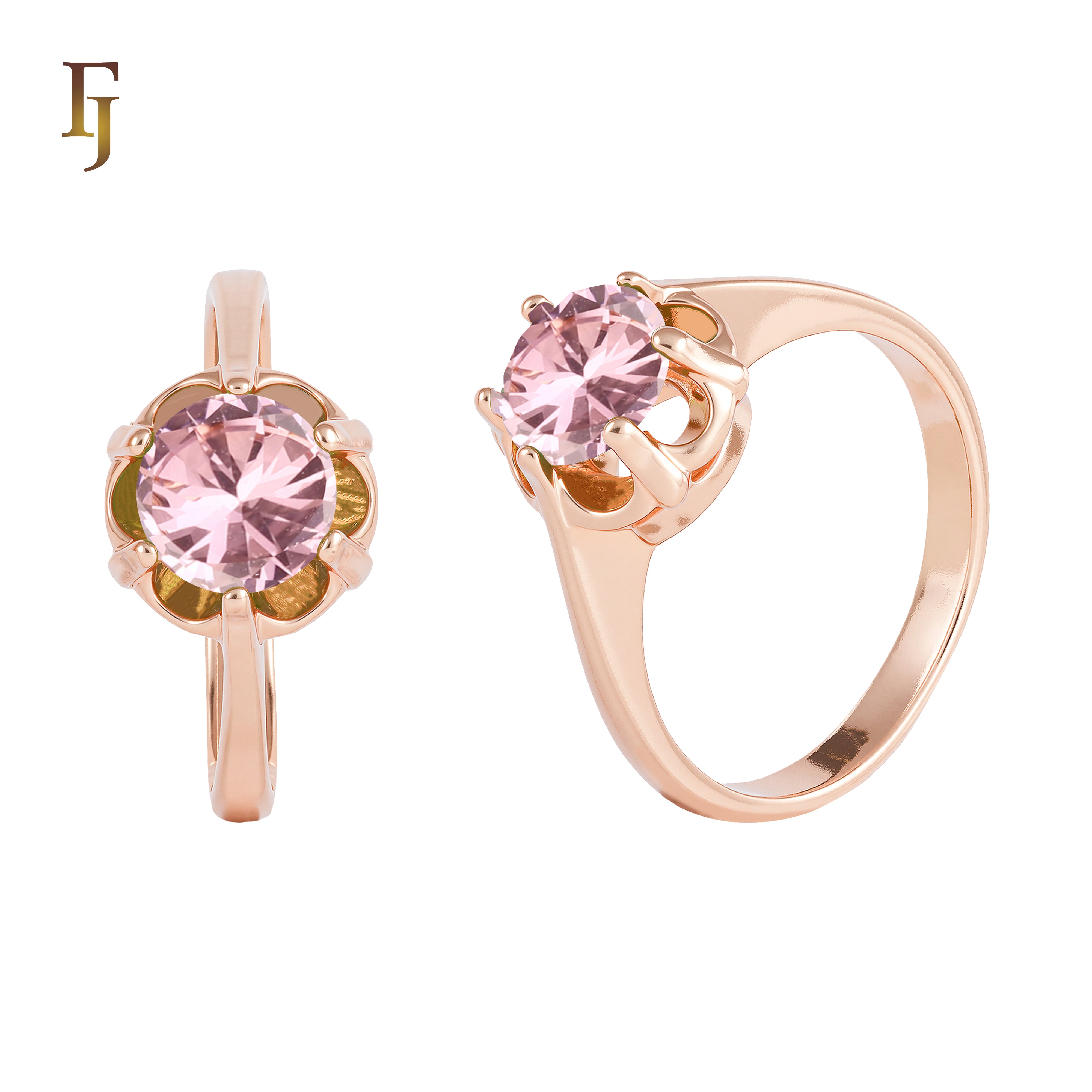 Elegant Silver Ring with Round Orange CZ in Floral Prong Setting – FJ Jewelry