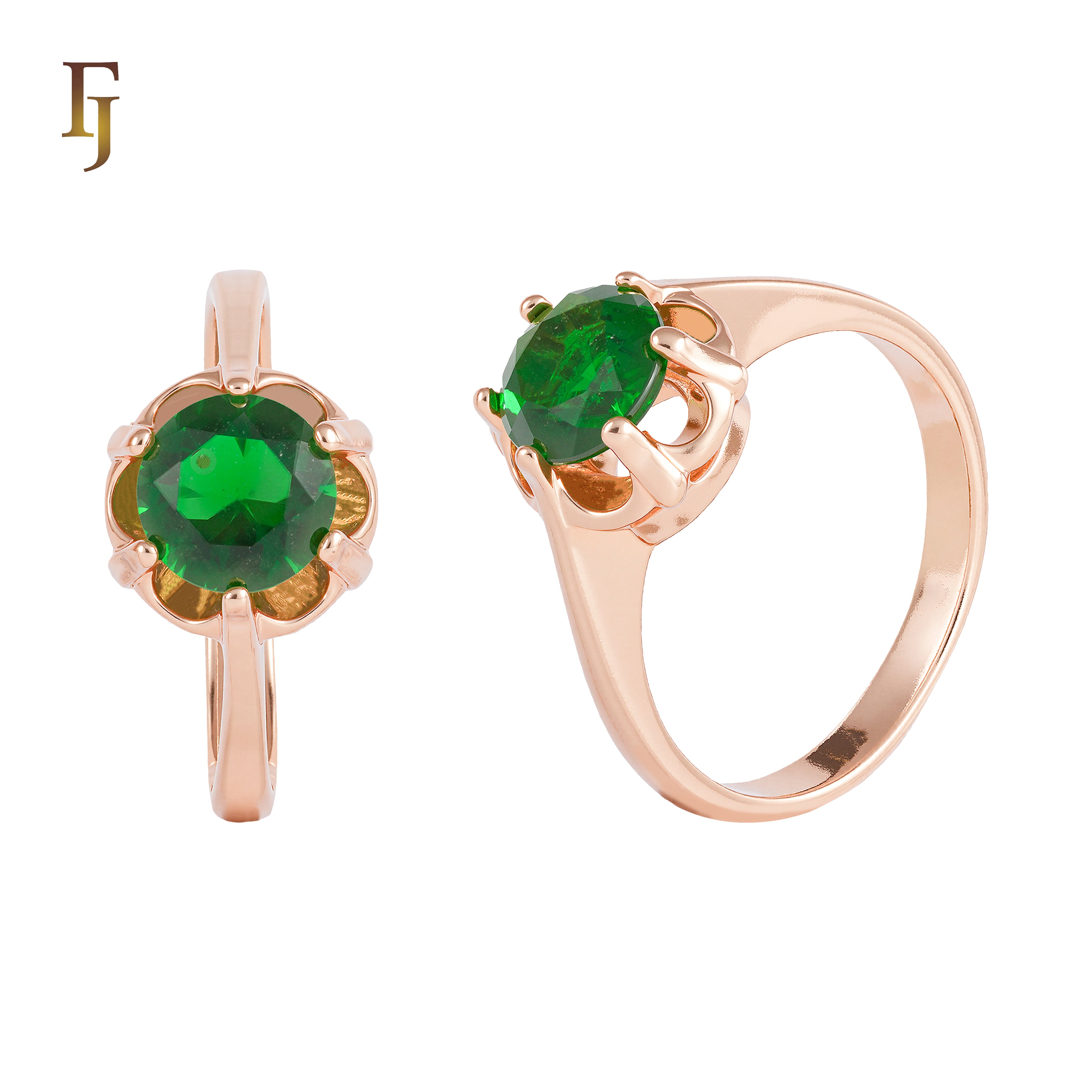 Elegant Silver Ring with Round Orange CZ in Floral Prong Setting – FJ Jewelry