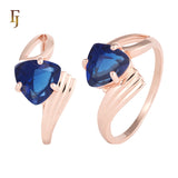 Romantic Heart-Shaped CZ Solitaire Ring in Gold Finish | FJ Fallon Jewelry