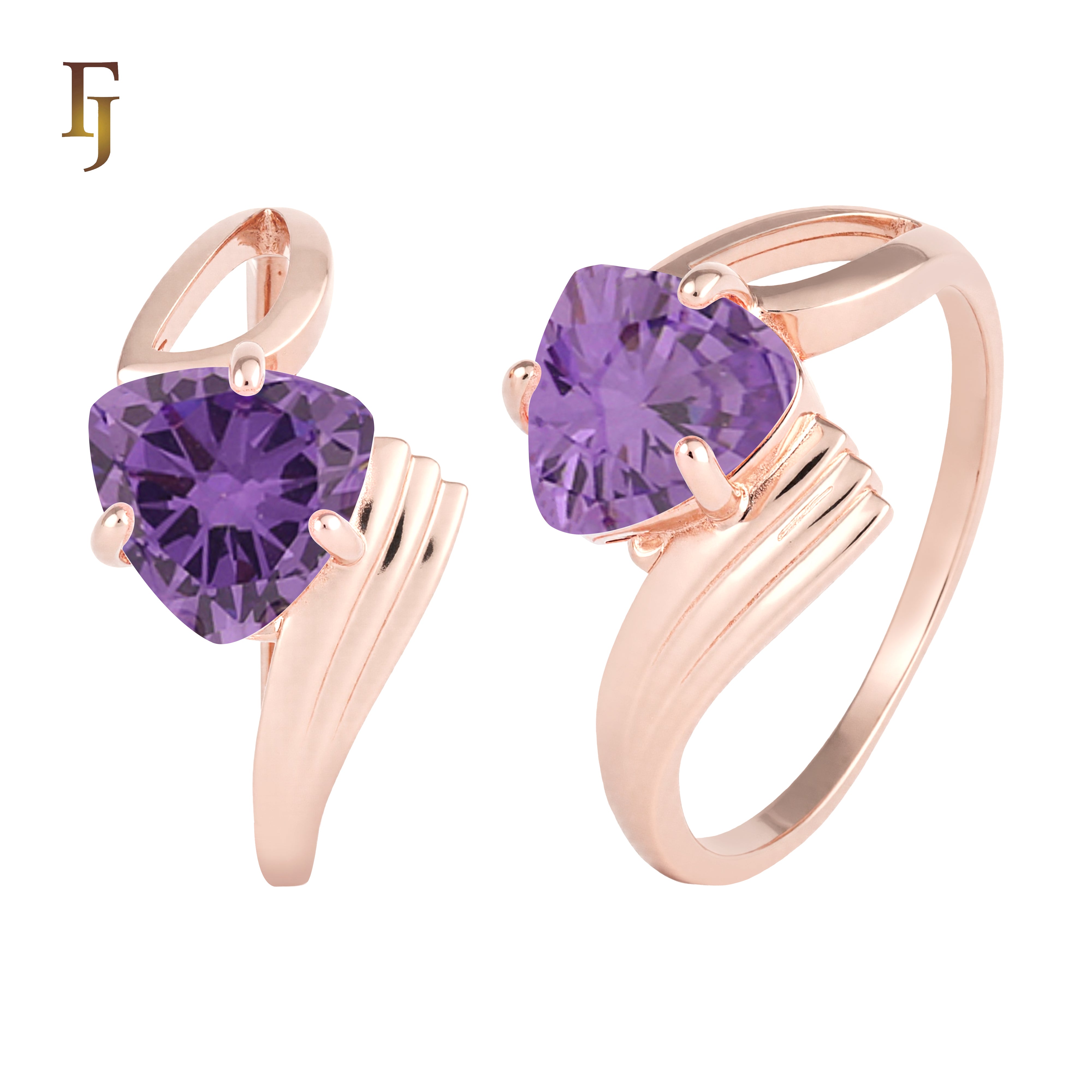 Romantic Heart-Shaped CZ Solitaire Ring in Gold Finish | FJ Fallon Jewelry