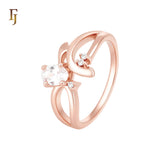 Solitaire white CZ paved Rose Gold Fashion Rings