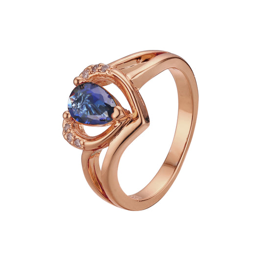 Solitaire teardrop cubic colorful heart zc 14K Gold, Rose Gold Fashion Rings