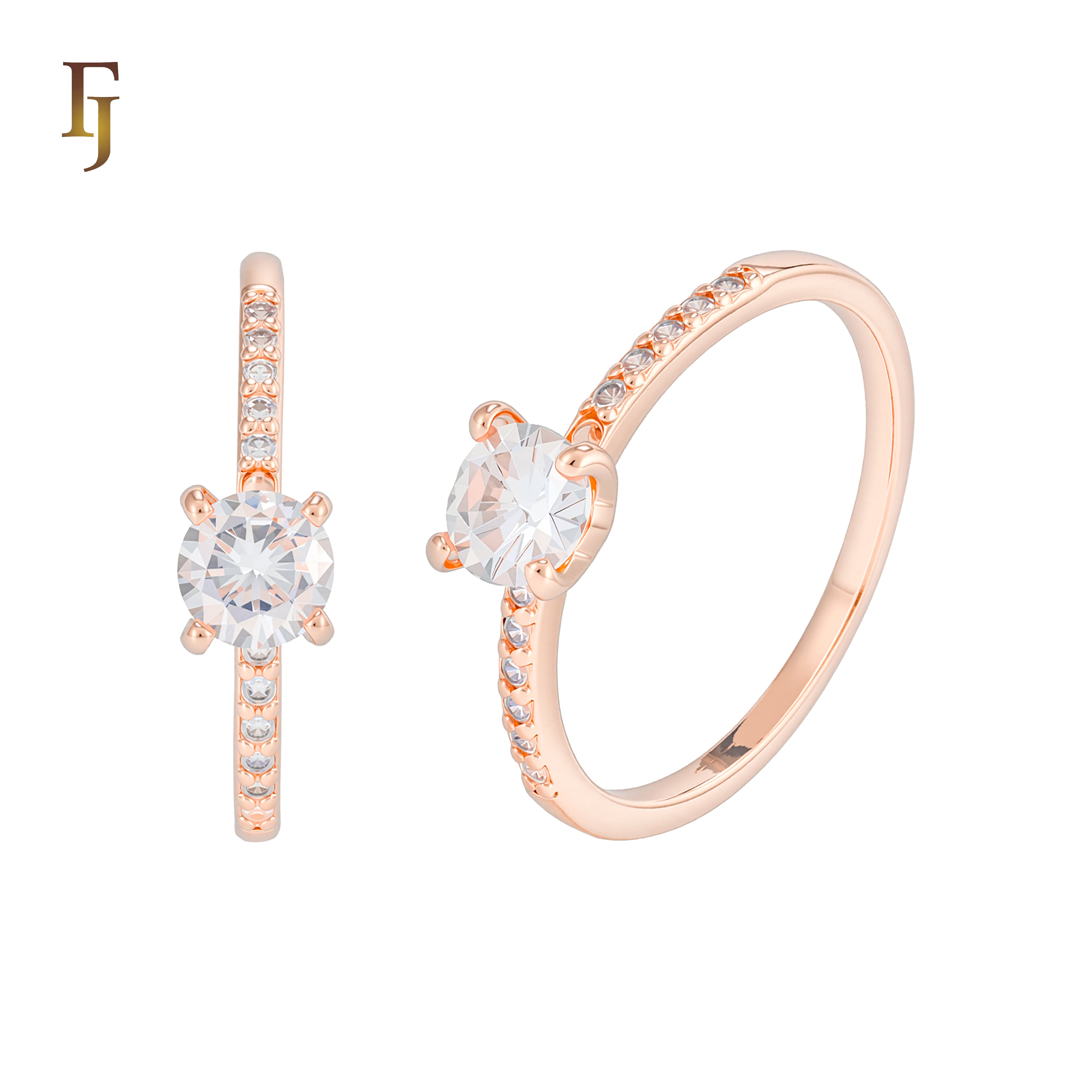 Ros¨¦goldene Bl?tterringe mit schlichtem Design