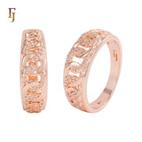 Stylish Silver Chain Link Ring with Polished and Textured Detailing – Fashion Jewelry by FJ