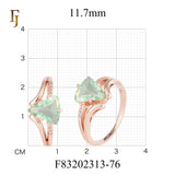 Rose Gold Plated Ring with Green Trillion Cut CZ and Wave Design Band | FJ Fallon Fashion Jewelry