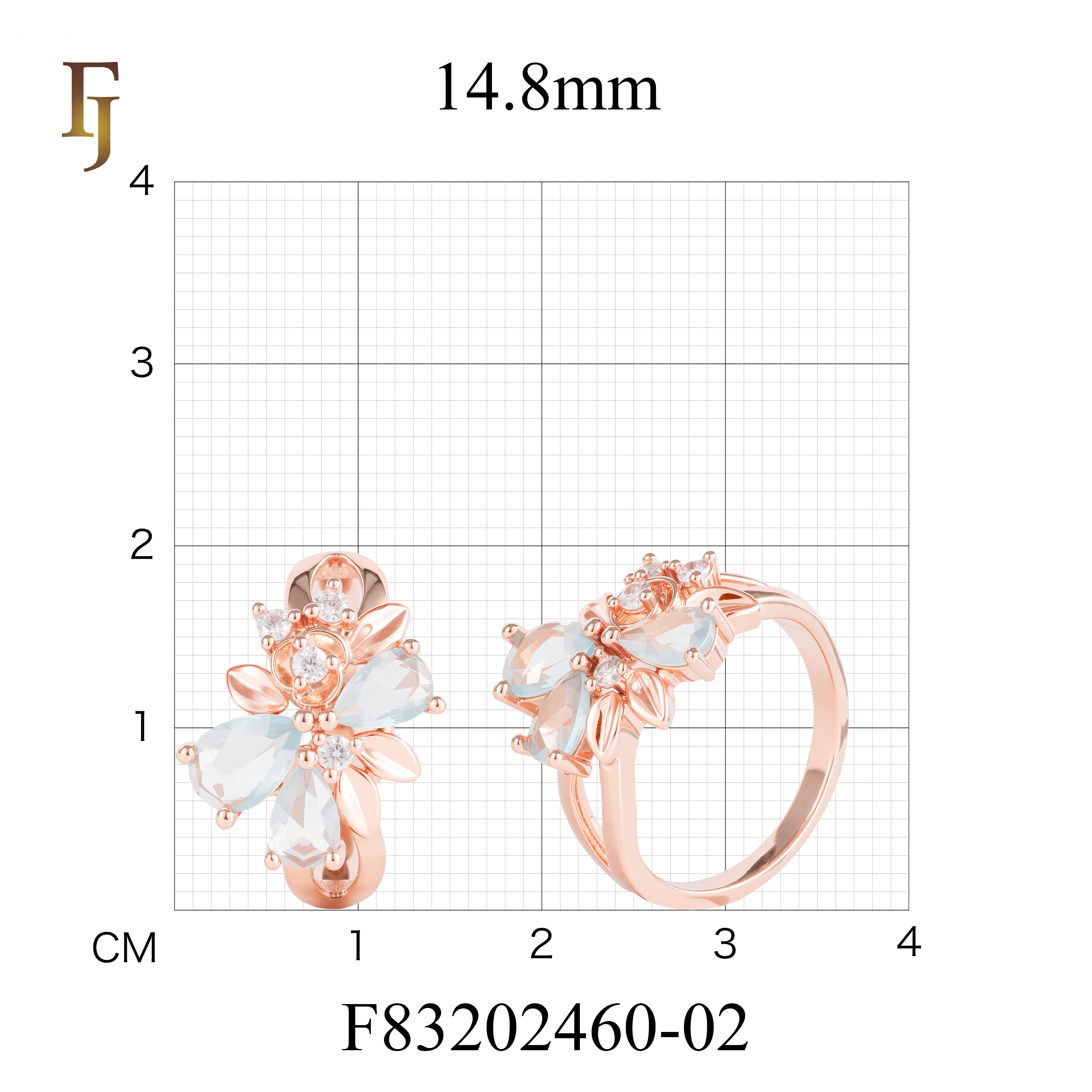 Rose Gold Floral Cocktail Ring with Blue CZ Petals | Elegant Statement Ring | FJ Fallon Jewelry