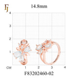 Rose Gold Floral Cocktail Ring with Blue CZ Petals | Elegant Statement Ring | FJ Fallon Jewelry