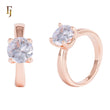Solitaire Russian Lock Earrings with Light Blue Stone in Rose Gold Plating – FJ Jewelry