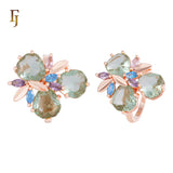 Colorful CZ Floral Statement Ring | Multicolor Petals Cocktail Ring for Women | Gold Plated | FJ Fallon Jewelry