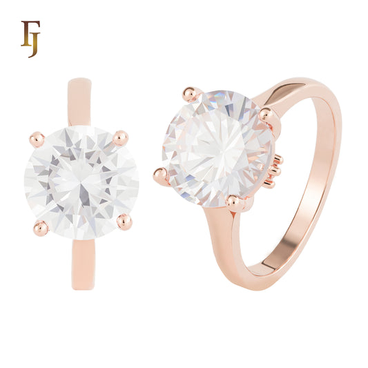Silver Solitaire Ring with Pink Round CZ – FJ Jewelry