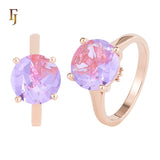 Silver Solitaire Ring with Pink Round CZ – FJ Jewelry