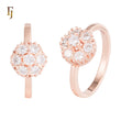 Rose Gold Cluster Ring with Round White CZ Stones | Elegant Dome Design | FJ Fallon Fashion Jewelry
