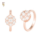 Floral CZ Cluster Ring with Gold Plating and Silver Accents | Elegant Cocktail Ring | FJ Fallon Jewelry