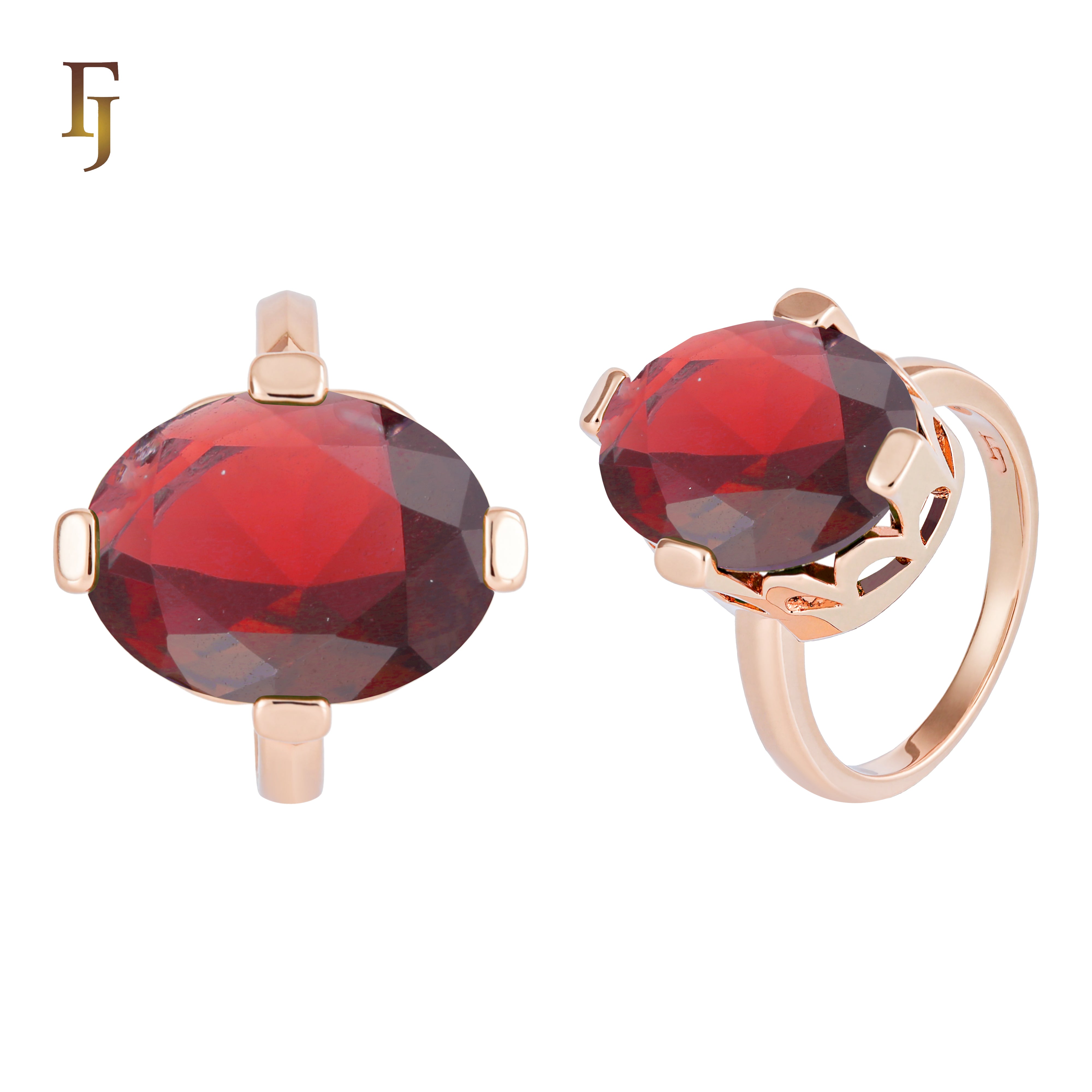 Silver Oval Solitaire Ring with Red CZ – FJ Jewelry