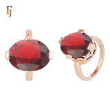 Silver Oval Solitaire Ring with Red CZ – FJ Jewelry