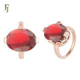 Silver Oval Solitaire Ring with Red CZ – FJ Jewelry