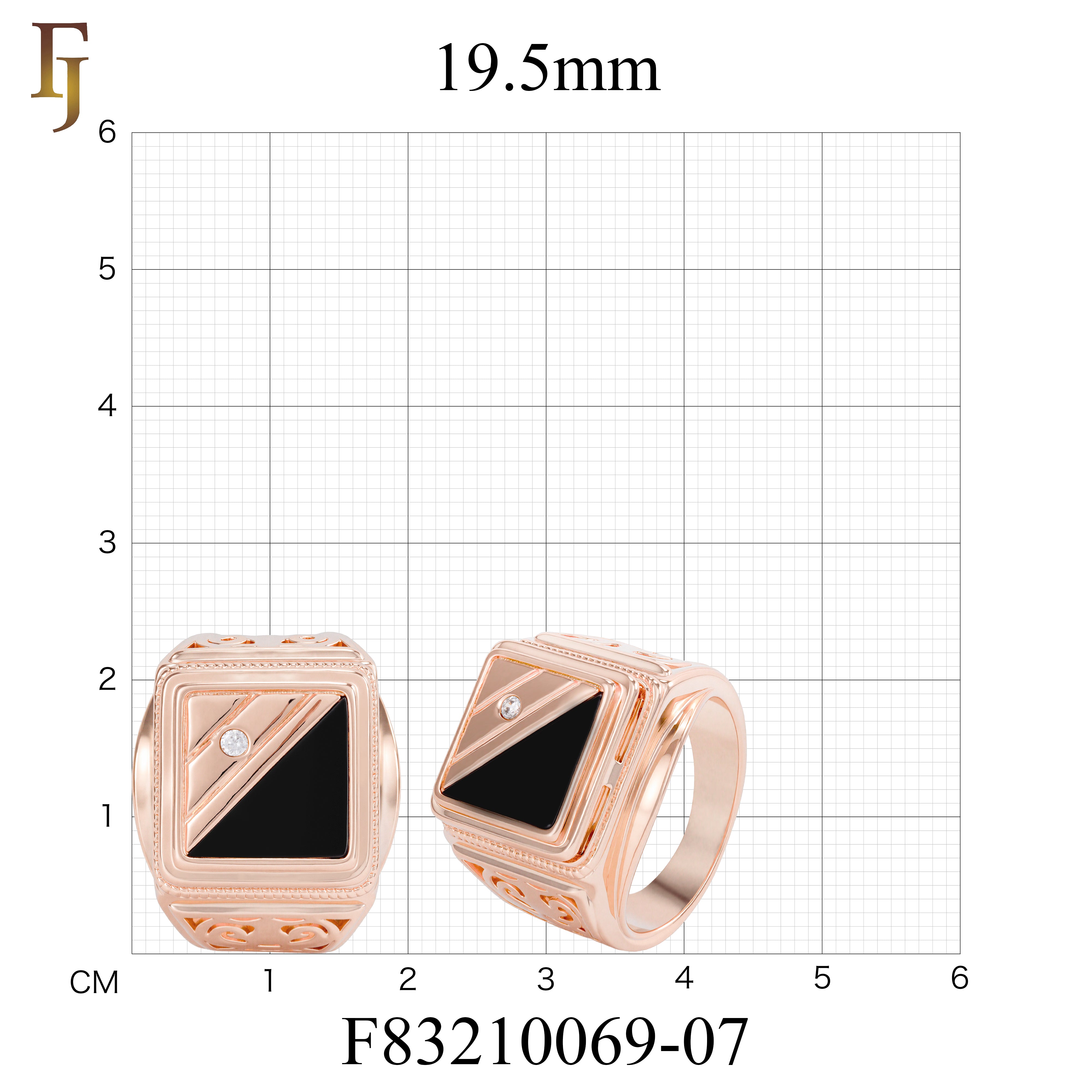 Square Black Onyx Men’s Ring – Gold Plated Brass Signet Ring with CZ Accent, Vintage Engraved Sides