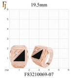 Square Black Onyx Men’s Ring – Gold Plated Brass Signet Ring with CZ Accent, Vintage Engraved Sides