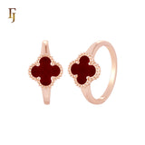 🔥 Minimalism Elegant Black or white Clover design Rose Gold  Fashion Rings