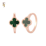 🔥 Minimalism Elegant Black or white Clover design Rose Gold  Fashion Rings