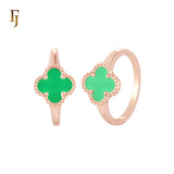 🔥 Minimalism Elegant Black or white Clover design Rose Gold  Fashion Rings