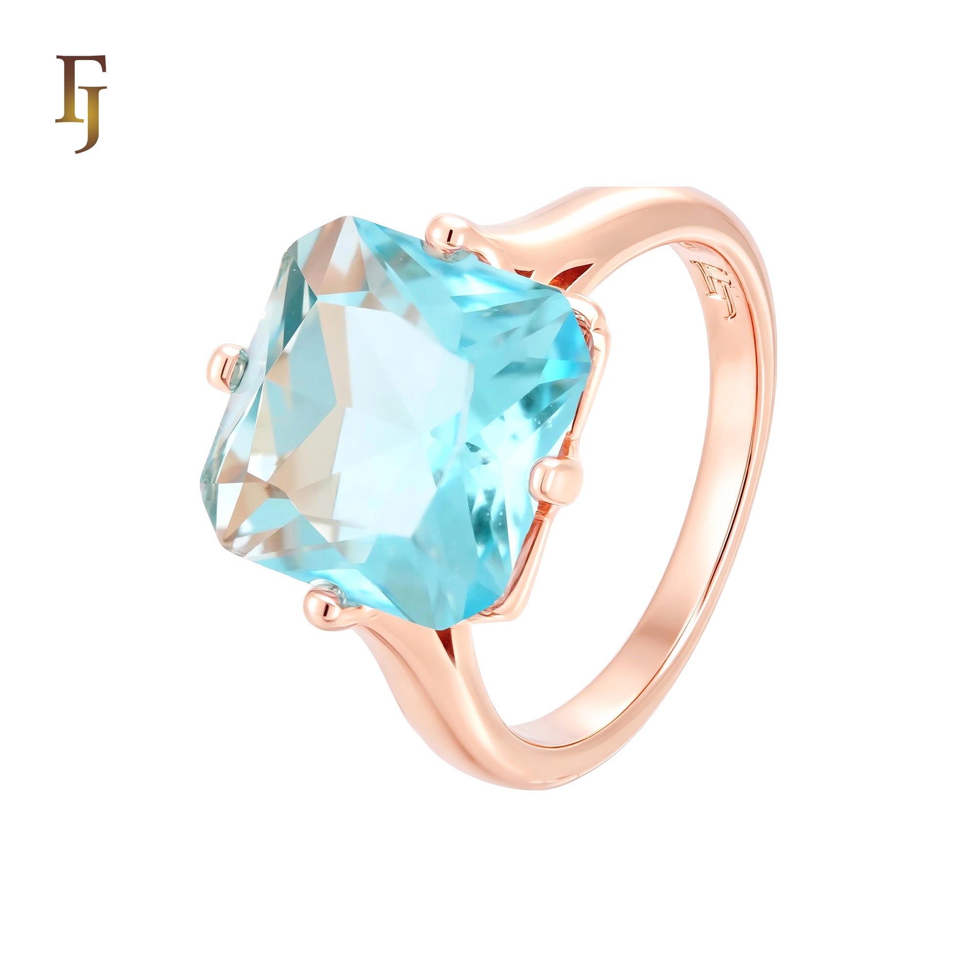 Wide cushion cut solitaire stone Rose Gold Engagement Rings