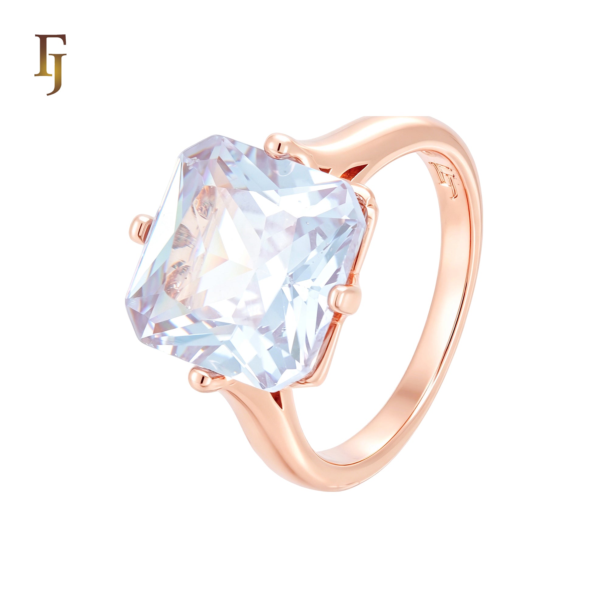 Wide cushion cut solitaire stone Rose Gold Engagement Rings