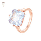Wide cushion cut solitaire stone Rose Gold Engagement Rings