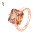 Wide cushion cut solitaire stone Rose Gold Engagement Rings