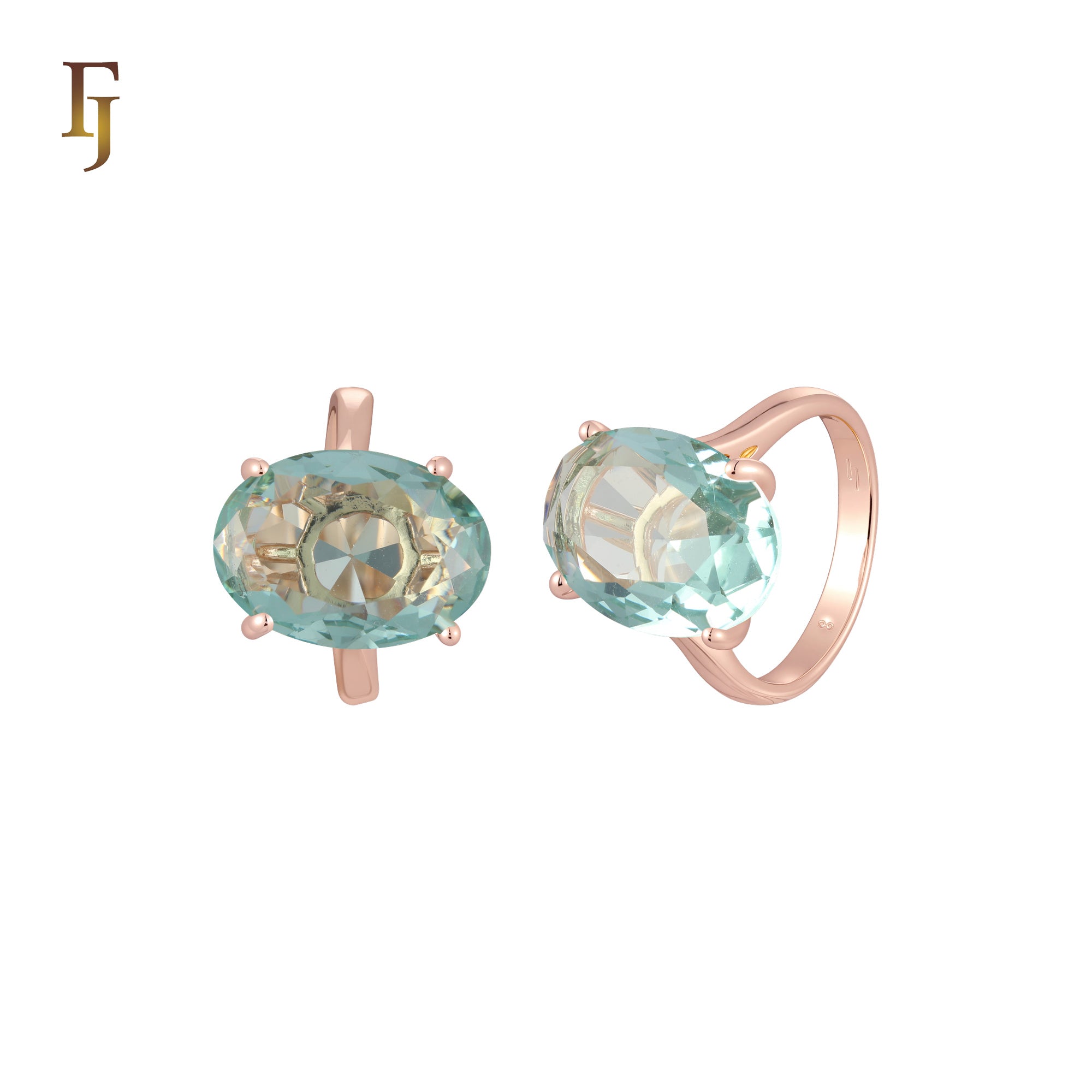 Giant Big solitaire Oval stone Rose Gold Fashion Rings