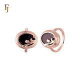 Oval enamel Rose Gold flower elegant Rose Gold Fashion Rings