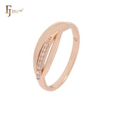 Anillos de moda de oro rosa con una sola fila de circonitas blancas