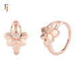 Plumeria Blossom Russian Lock Earrings in Rose Gold with CZ Accents | FJ Jewelry