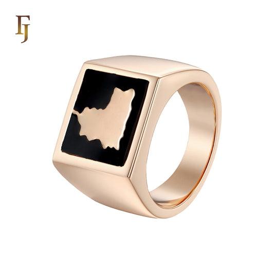 Men's Signet Rings with Africa South America map Rose Gold men's Rings