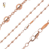 .Cable link beads chains plated in White Gold, 14K Gold, Rose Gold, two tone