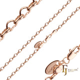 Heart fancy cable link chains plated in 14K Gold, Rose Gold