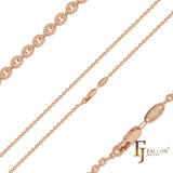Hollow Disc cable rolo fancy link chains plated in 14K Gold, Rose Gold, White Gold